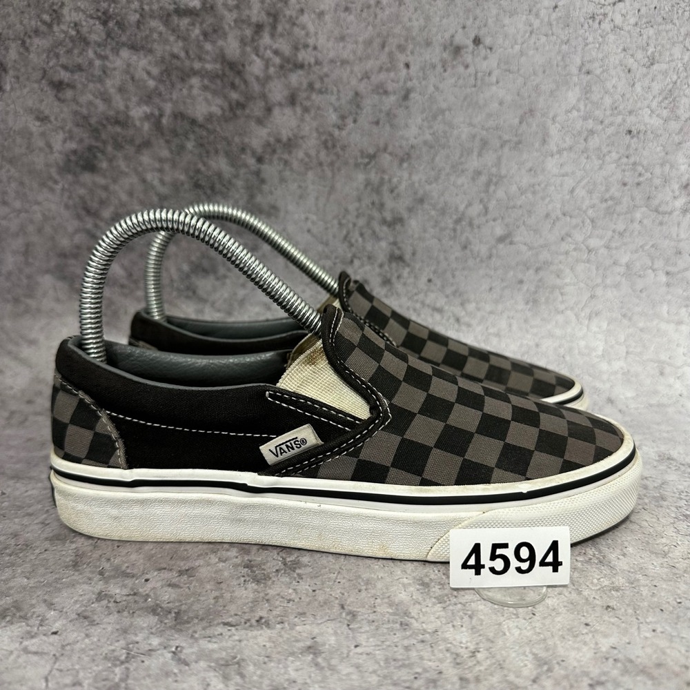 Vans Classic Slip-On Women 6.5 Black Grey Checkerboard Skate Shoes Low Top